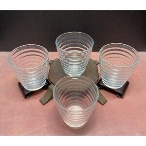 Vintage Duralex France Clear Beehive 8 oz Glasses - Set of 4 - READ